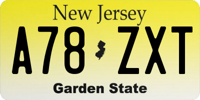 NJ license plate A78ZXT