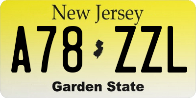 NJ license plate A78ZZL