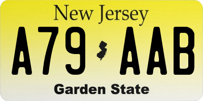 NJ license plate A79AAB