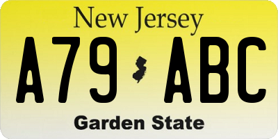 NJ license plate A79ABC