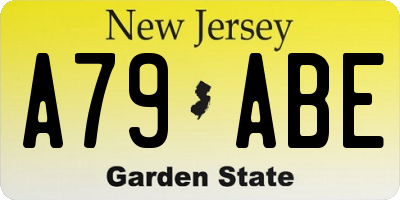 NJ license plate A79ABE