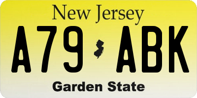 NJ license plate A79ABK