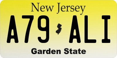 NJ license plate A79ALI