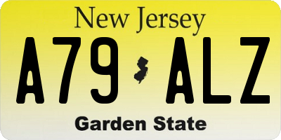 NJ license plate A79ALZ