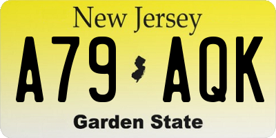 NJ license plate A79AQK