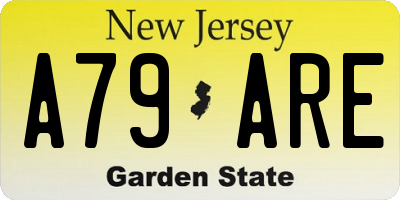 NJ license plate A79ARE