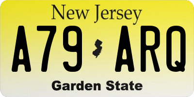 NJ license plate A79ARQ