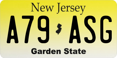 NJ license plate A79ASG