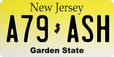 NJ license plate A79ASH