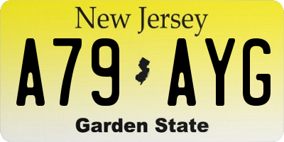 NJ license plate A79AYG