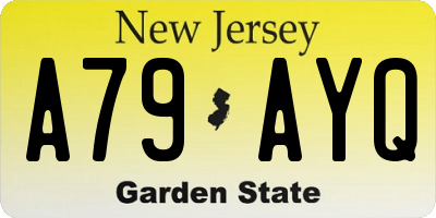 NJ license plate A79AYQ