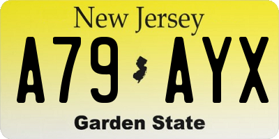 NJ license plate A79AYX