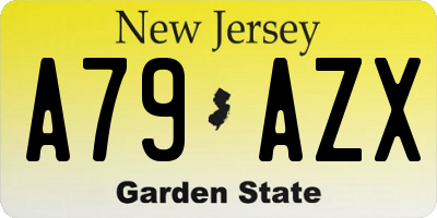 NJ license plate A79AZX