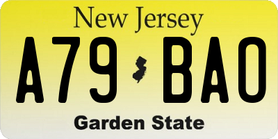 NJ license plate A79BAO