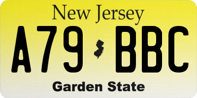 NJ license plate A79BBC