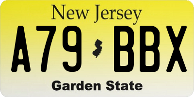 NJ license plate A79BBX