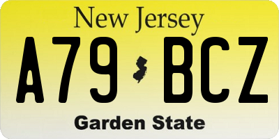 NJ license plate A79BCZ