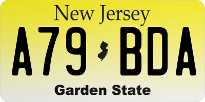 NJ license plate A79BDA