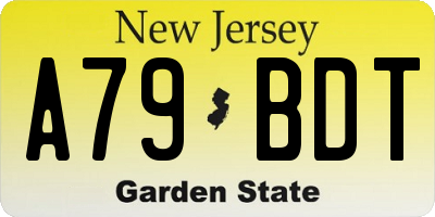 NJ license plate A79BDT