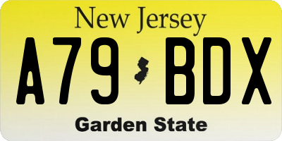 NJ license plate A79BDX