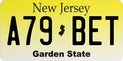 NJ license plate A79BET