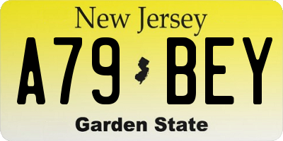 NJ license plate A79BEY