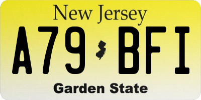 NJ license plate A79BFI