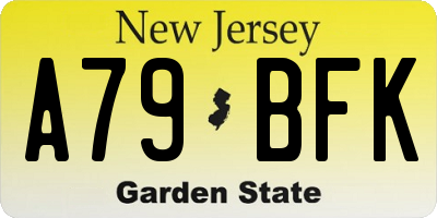 NJ license plate A79BFK