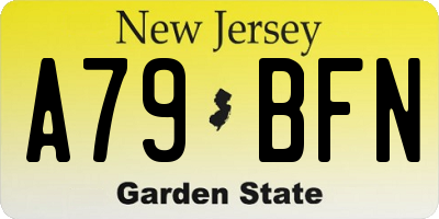 NJ license plate A79BFN