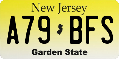 NJ license plate A79BFS