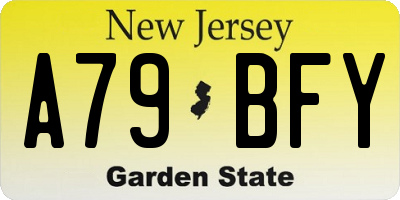 NJ license plate A79BFY