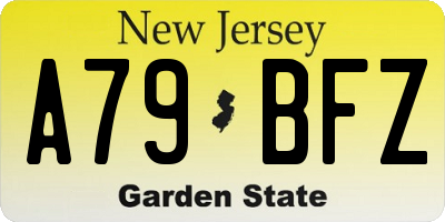 NJ license plate A79BFZ