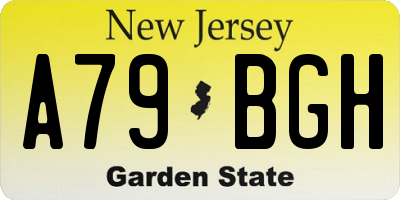 NJ license plate A79BGH
