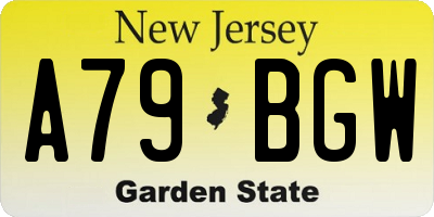 NJ license plate A79BGW