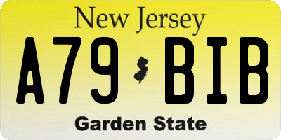 NJ license plate A79BIB