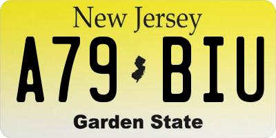 NJ license plate A79BIU