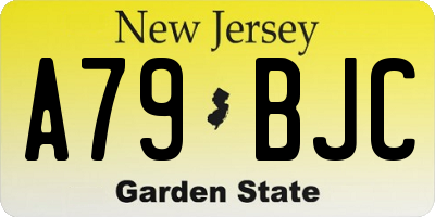 NJ license plate A79BJC