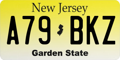 NJ license plate A79BKZ