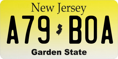 NJ license plate A79BOA