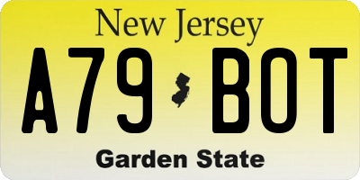 NJ license plate A79BOT