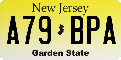 NJ license plate A79BPA