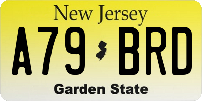 NJ license plate A79BRD