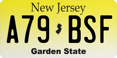 NJ license plate A79BSF