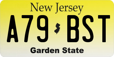 NJ license plate A79BST