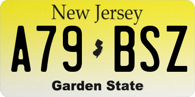 NJ license plate A79BSZ