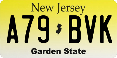NJ license plate A79BVK