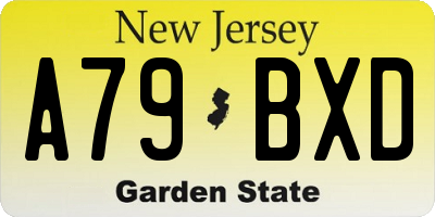 NJ license plate A79BXD