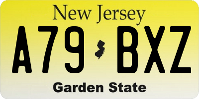 NJ license plate A79BXZ