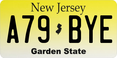 NJ license plate A79BYE