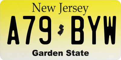 NJ license plate A79BYW